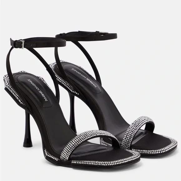 Jonathan Simkhai Crystal Satin Heels - Picture 1 of 9